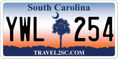 SC license plate YWL254