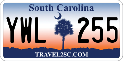 SC license plate YWL255