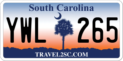 SC license plate YWL265
