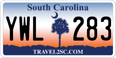 SC license plate YWL283