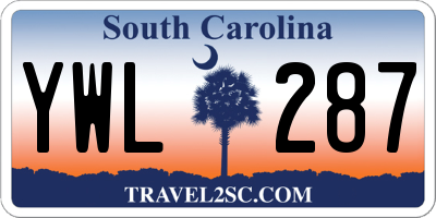 SC license plate YWL287