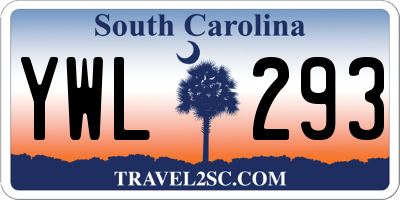 SC license plate YWL293