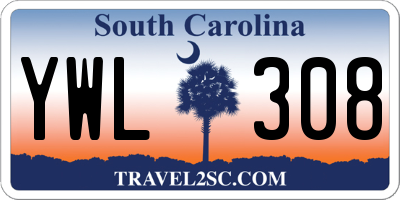 SC license plate YWL308