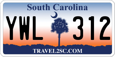 SC license plate YWL312