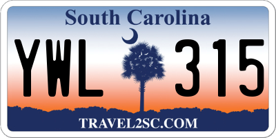 SC license plate YWL315