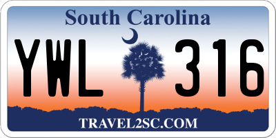 SC license plate YWL316
