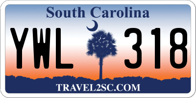SC license plate YWL318