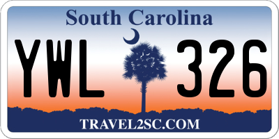 SC license plate YWL326