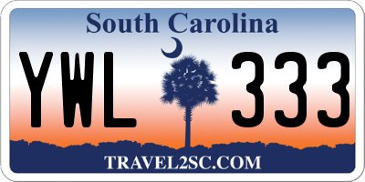 SC license plate YWL333