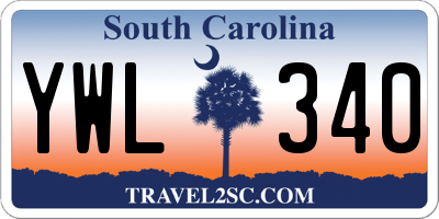 SC license plate YWL340