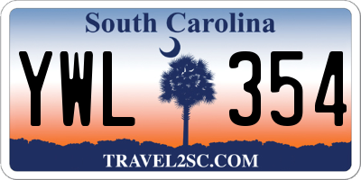 SC license plate YWL354
