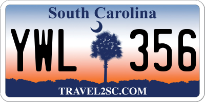 SC license plate YWL356