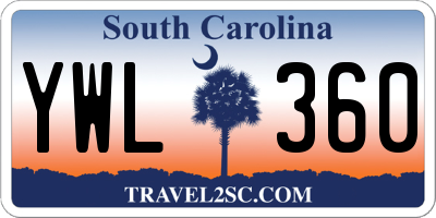 SC license plate YWL360