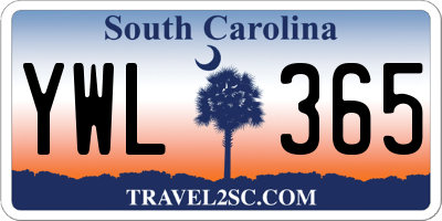 SC license plate YWL365