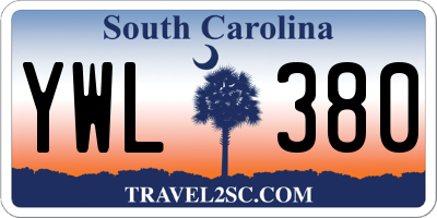 SC license plate YWL380