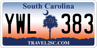 SC license plate YWL383