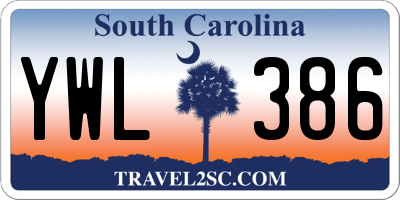 SC license plate YWL386