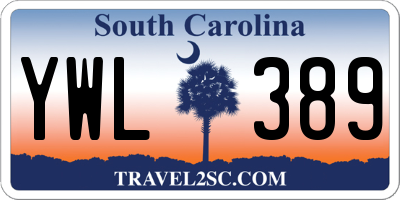 SC license plate YWL389