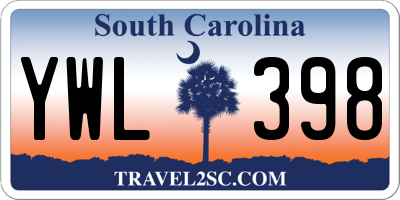 SC license plate YWL398