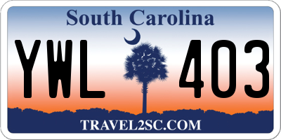 SC license plate YWL403