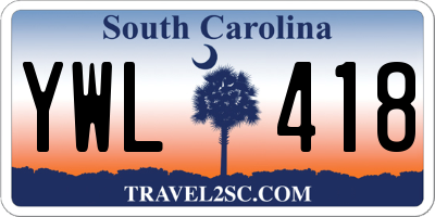 SC license plate YWL418