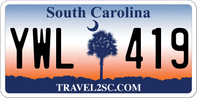 SC license plate YWL419
