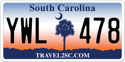SC license plate YWL478