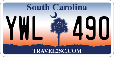 SC license plate YWL490