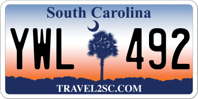 SC license plate YWL492