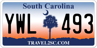 SC license plate YWL493