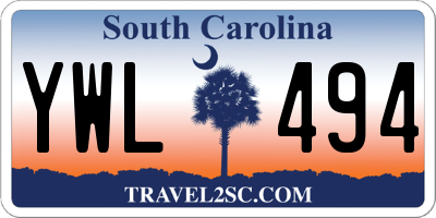 SC license plate YWL494