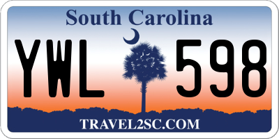 SC license plate YWL598
