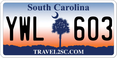 SC license plate YWL603