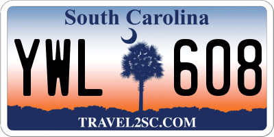 SC license plate YWL608