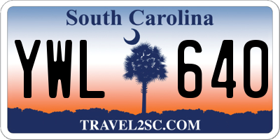 SC license plate YWL640