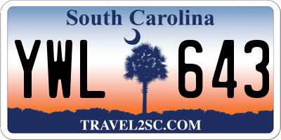 SC license plate YWL643