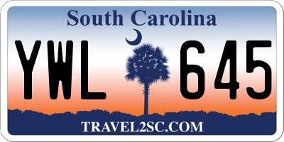 SC license plate YWL645