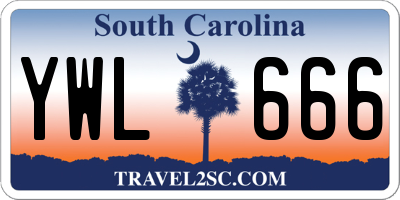 SC license plate YWL666