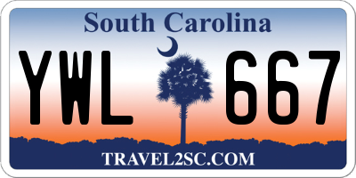 SC license plate YWL667