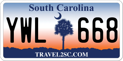 SC license plate YWL668