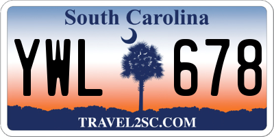 SC license plate YWL678