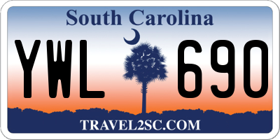 SC license plate YWL690
