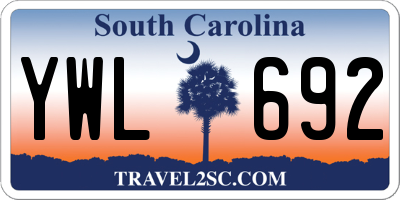 SC license plate YWL692