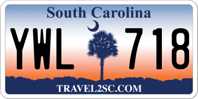 SC license plate YWL718