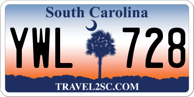 SC license plate YWL728