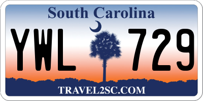 SC license plate YWL729