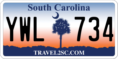 SC license plate YWL734