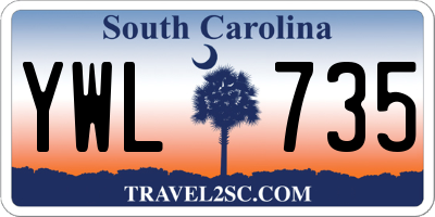 SC license plate YWL735