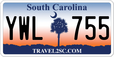 SC license plate YWL755