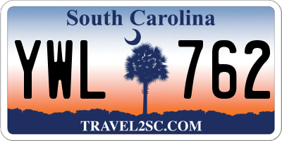 SC license plate YWL762